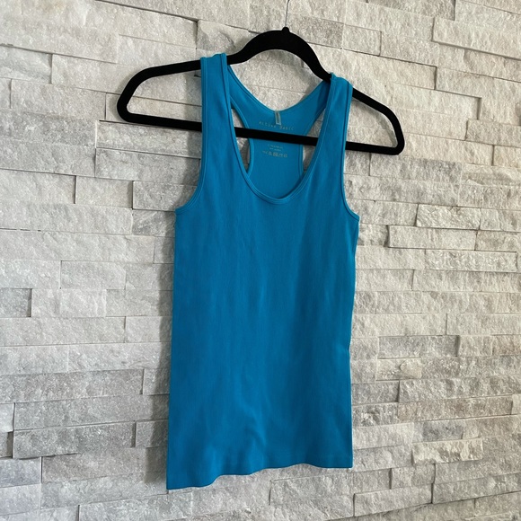 Electric Blue Ribbed Form Fitting Tank Top - Picture 4 of 5
